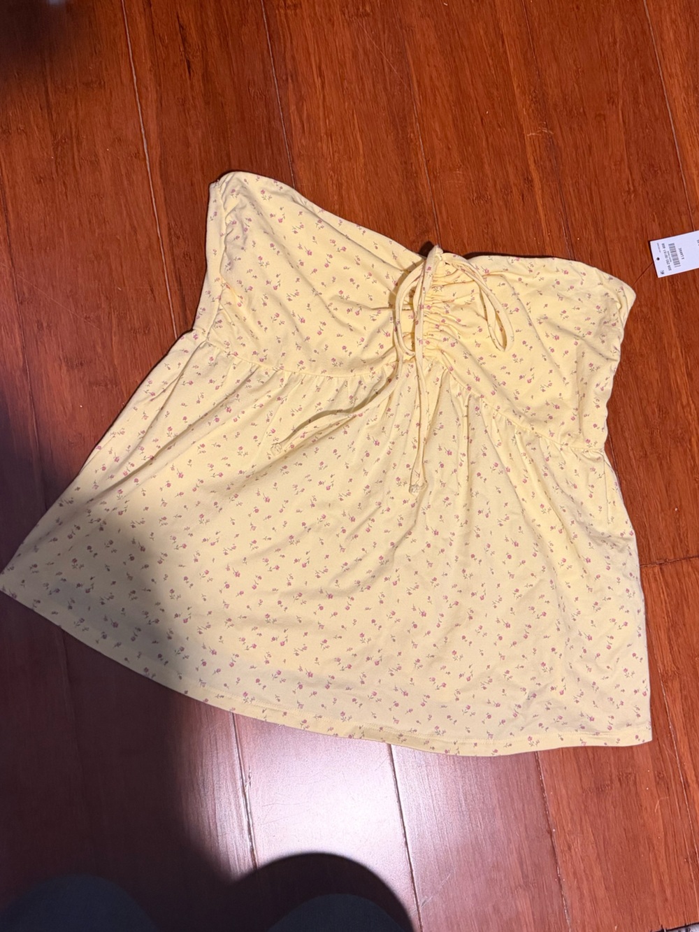 Hollister butter yellow floral strapless top y2k babydoll new with tags